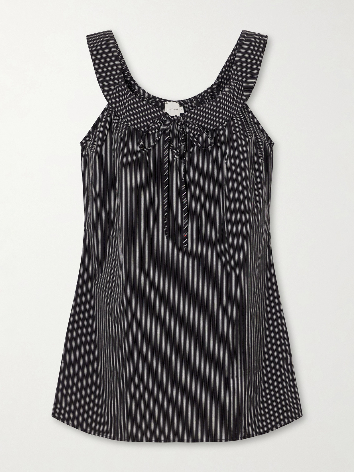 Deiji Studios Striped Organic Cotton-poplin Mini Dress In Gray