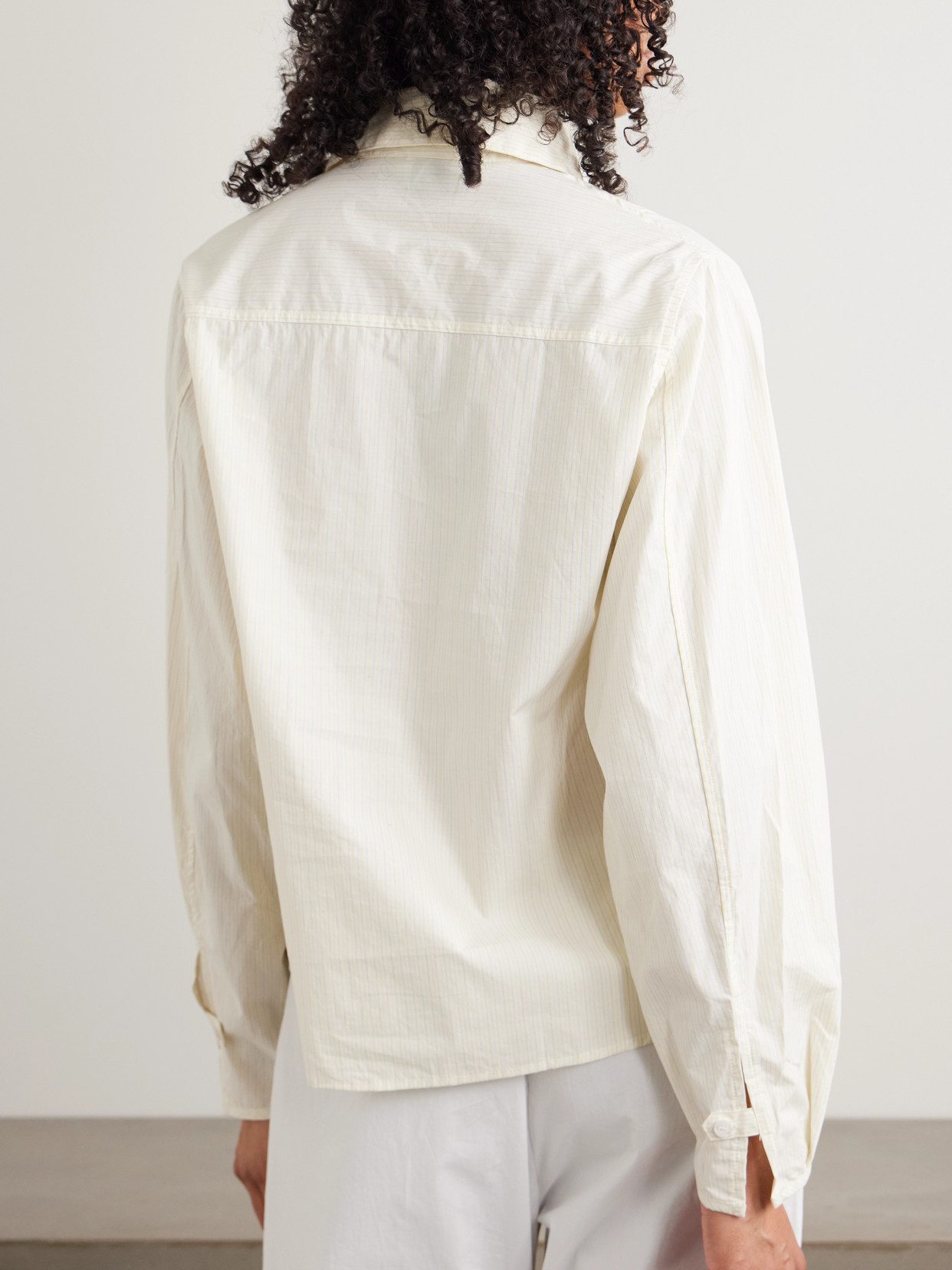Cami Paneled Pintucked Striped Organic Cotton-Poplin Shirt