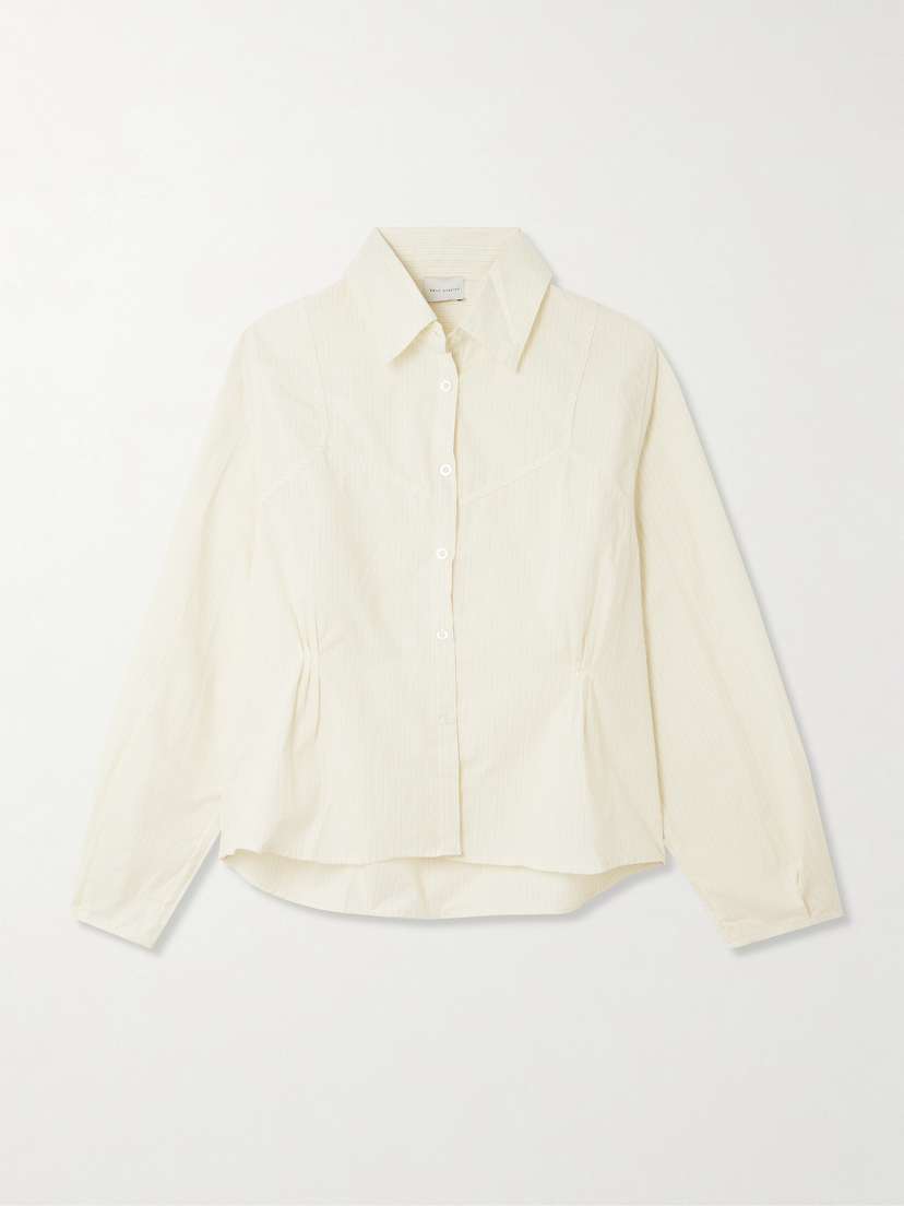 Deiji Studios Cami Paneled Pintucked Striped Organic Cotton-poplin Shirt