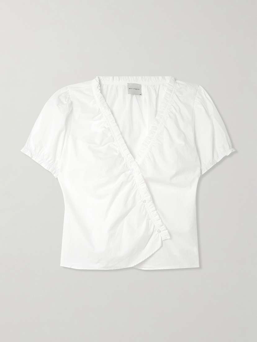 Deiji Studios Cross Ruffled Organic Cotton Top