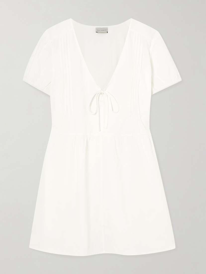 Deiji Studios Pintucked Tie-detailed Organic Cotton Mini Dress