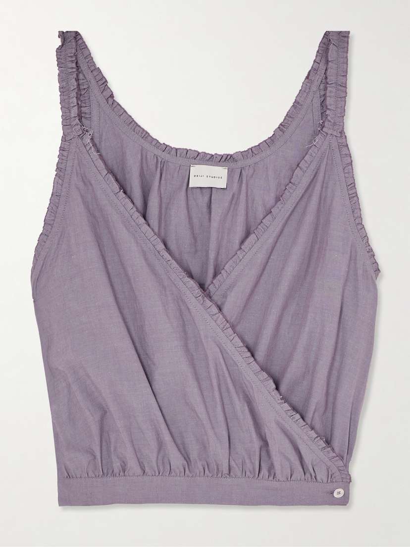 Deiji Studios Overlie Frayed Wrap-effect Organic Cotton Camisole