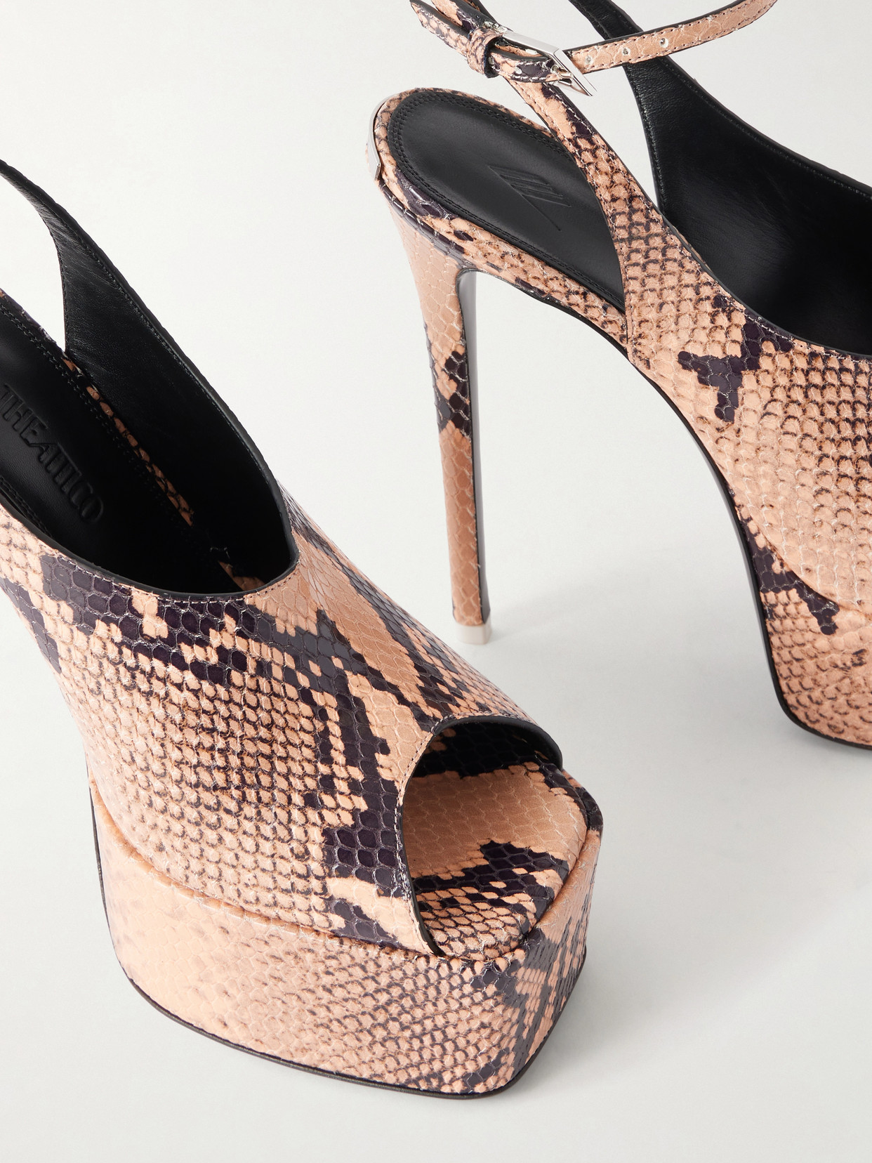 Attico Ornella 140 Snake-effect Leather Platform Pumps In Multi