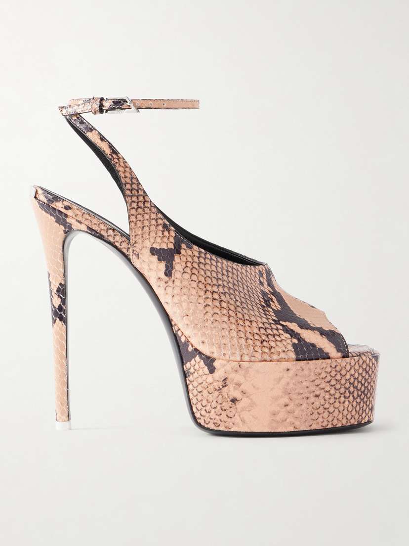 The Attico Ornella 140 Snake-effect Leather Platform Pumps