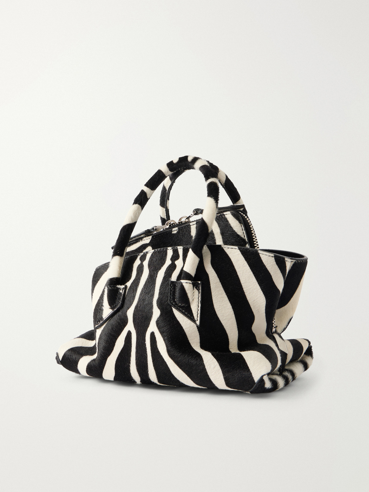 La Passeggiata Mini Asymmetric Zebra-Print Calf Hair Tote