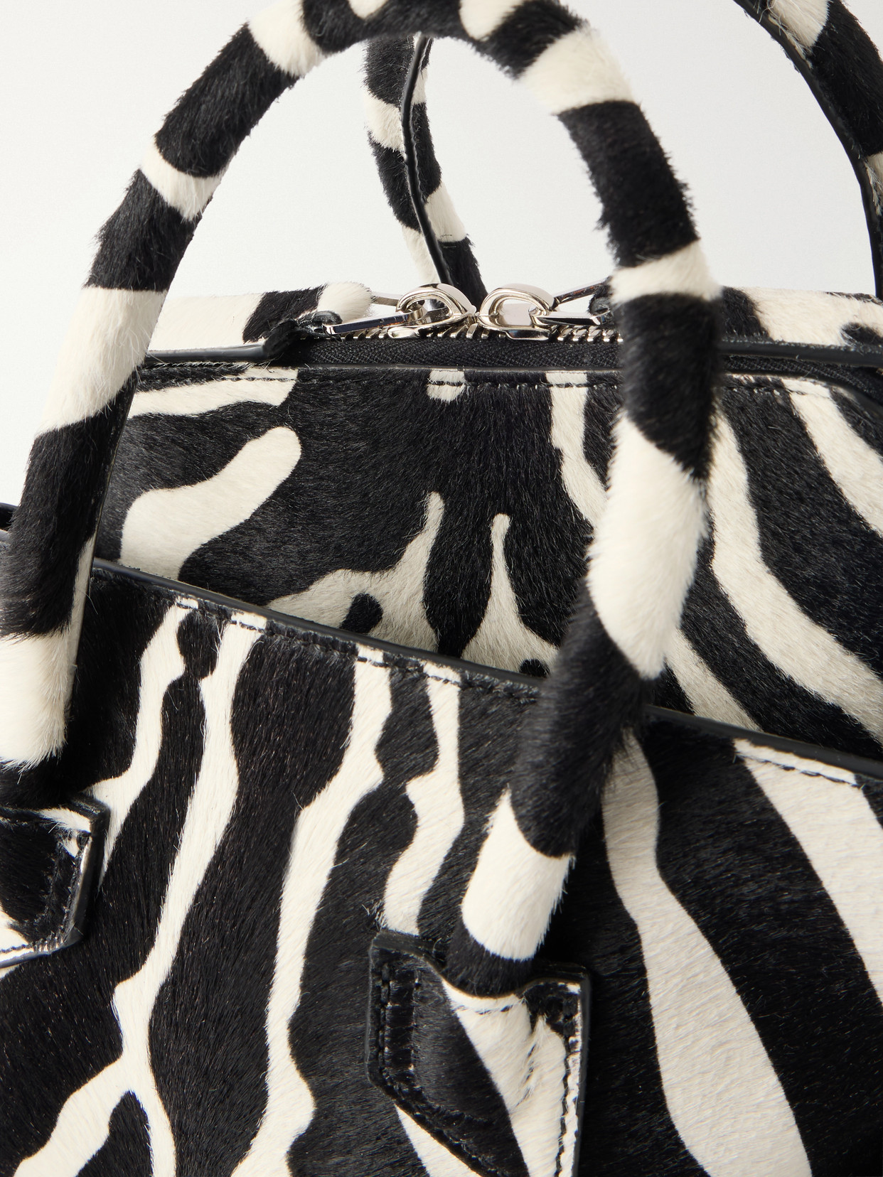 La Passeggiata Mini Asymmetric Zebra-Print Calf Hair Tote