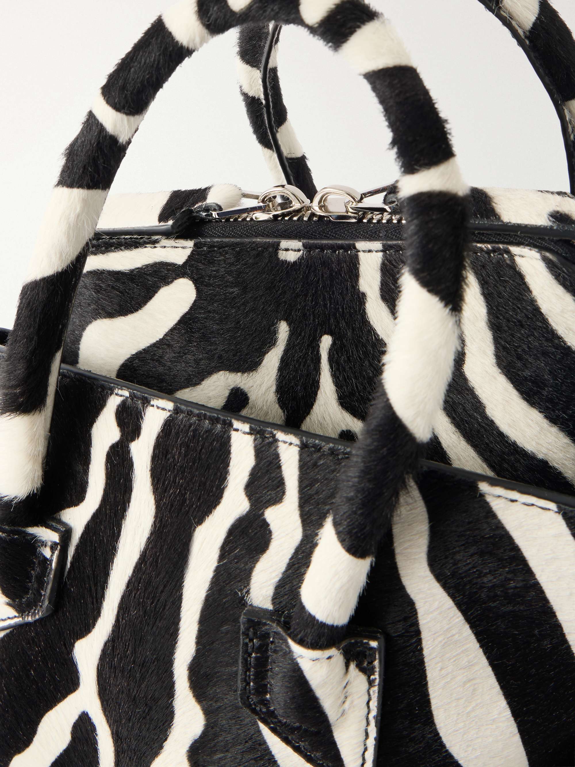 THE ATTICO La Passeggiata mini asymmetric zebra-print calf hair