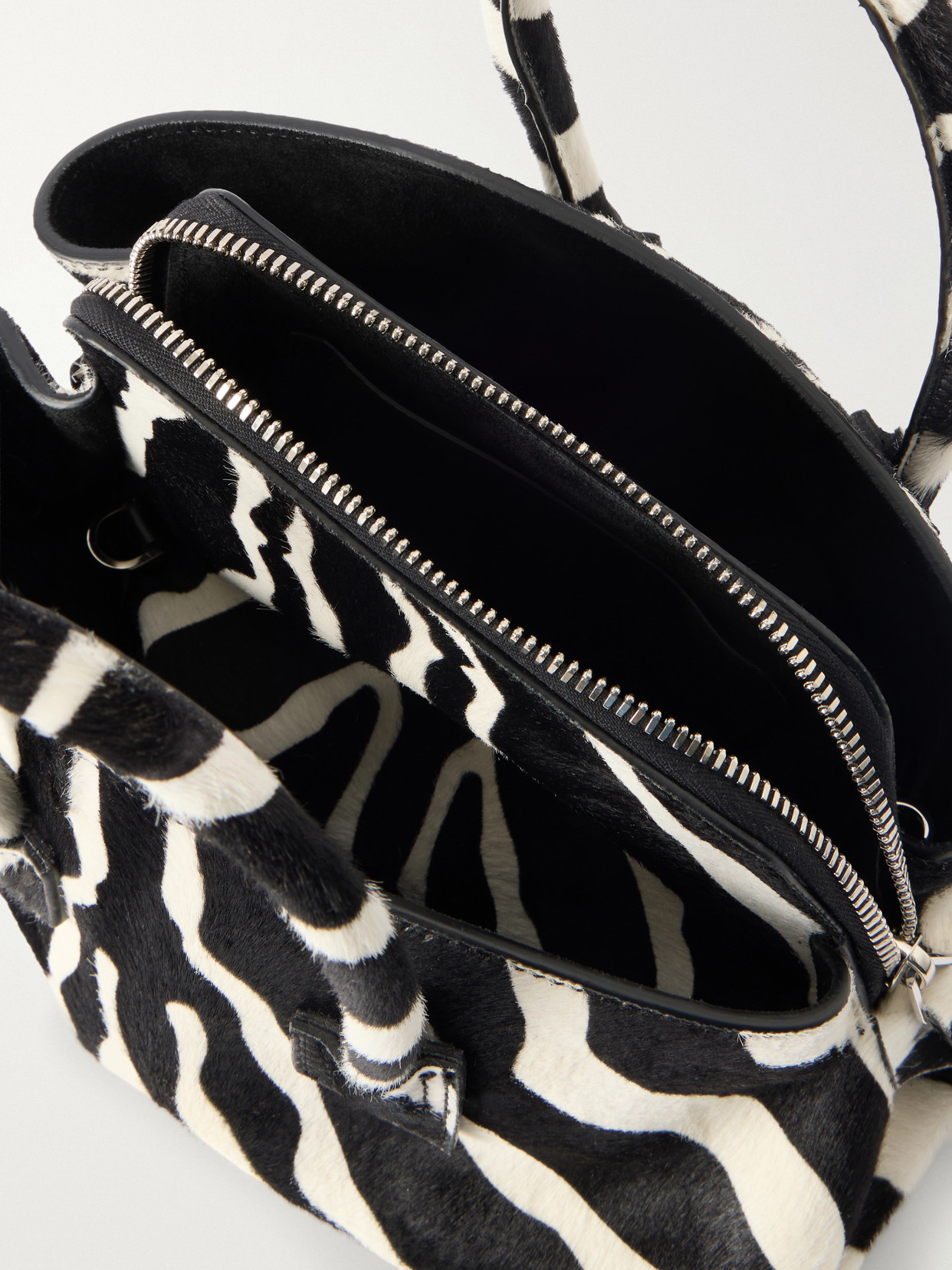 La Passeggiata Mini Asymmetric Zebra-Print Calf Hair Tote