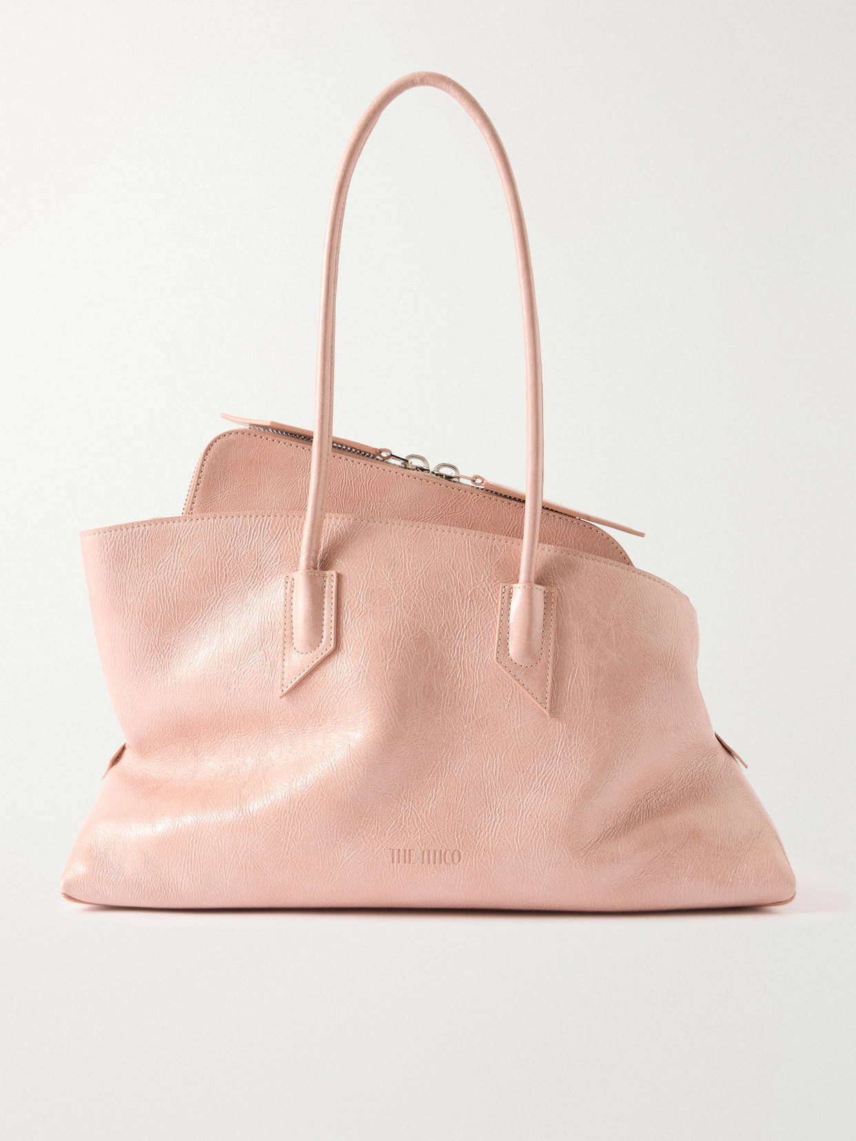 Attico La Passeggiata Medium Asymmetric Leather Tote In Pink