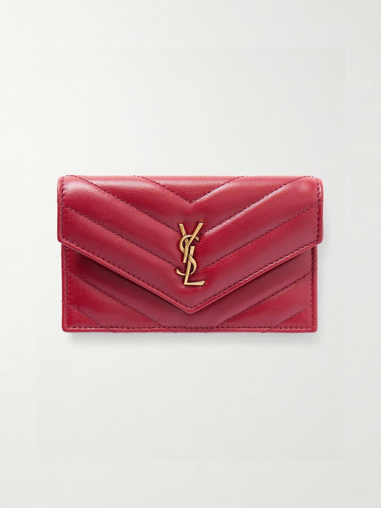 Saint Laurent Cassandre Matelassé Leather Wallet In Red