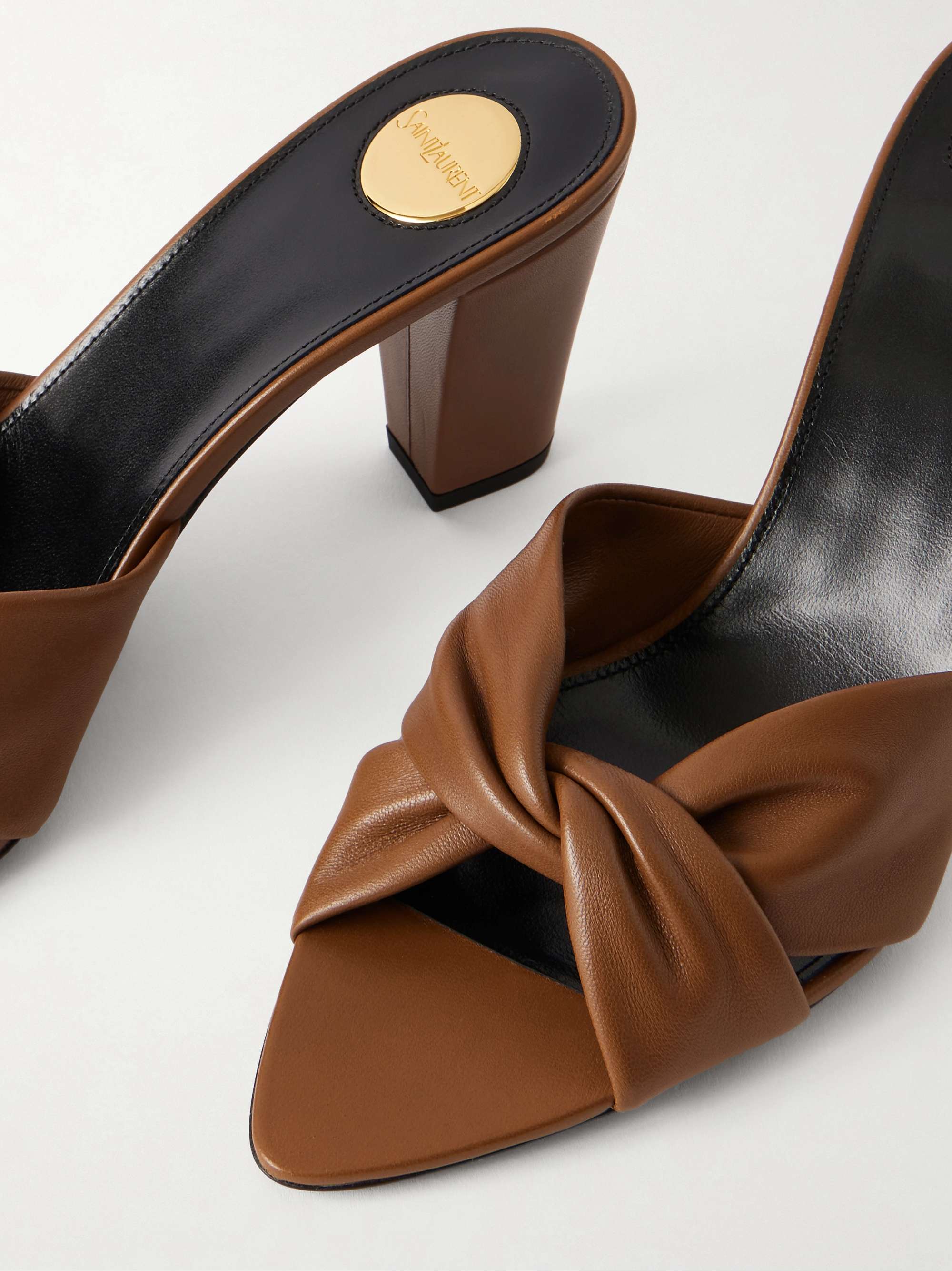 SAINT LAURENT Franciane twisted leather mules | NET-A-PORTER