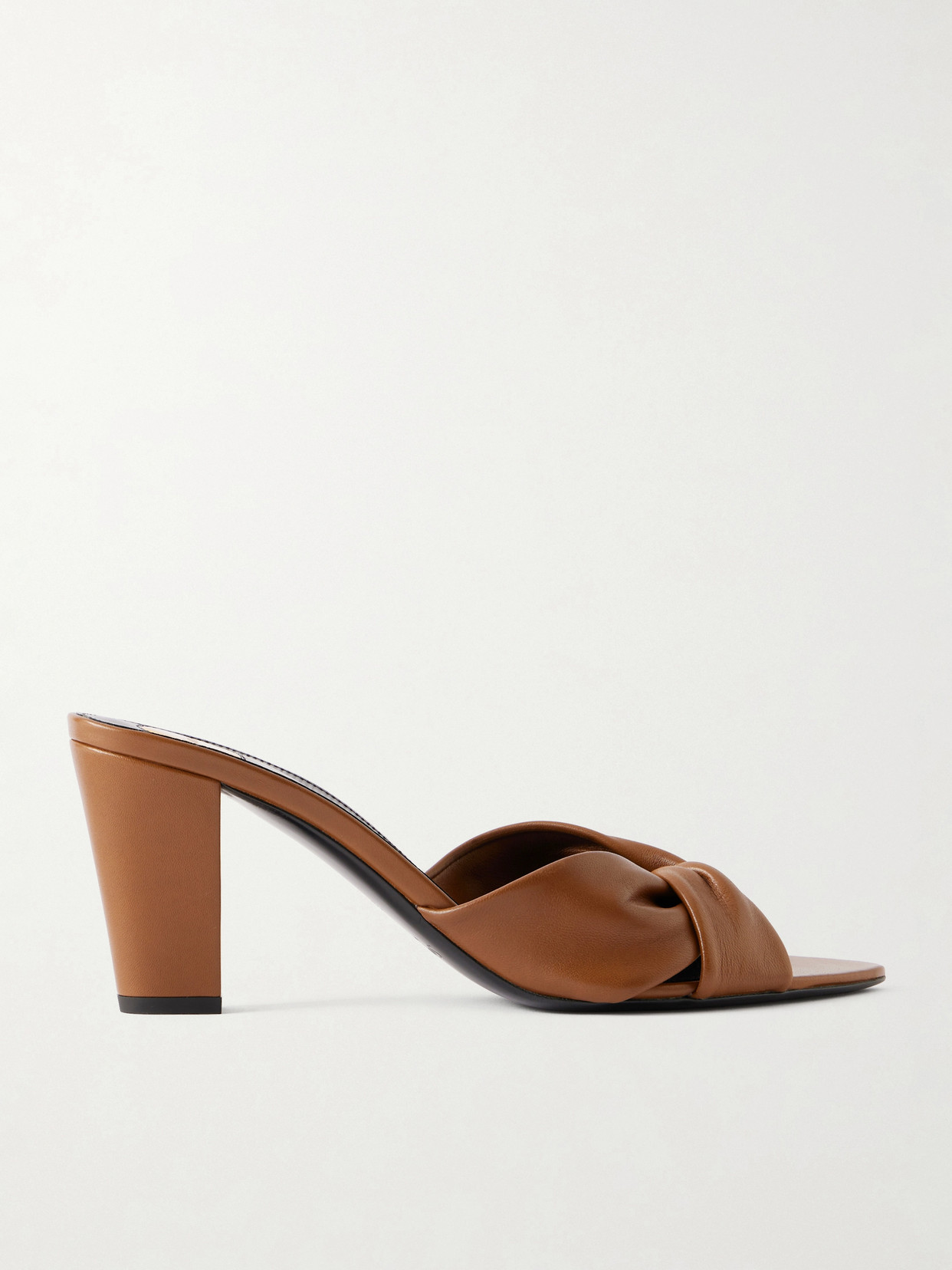 Saint Laurent Dark Macadamia Nappa Leather Franciane Mule Sandals In Multi