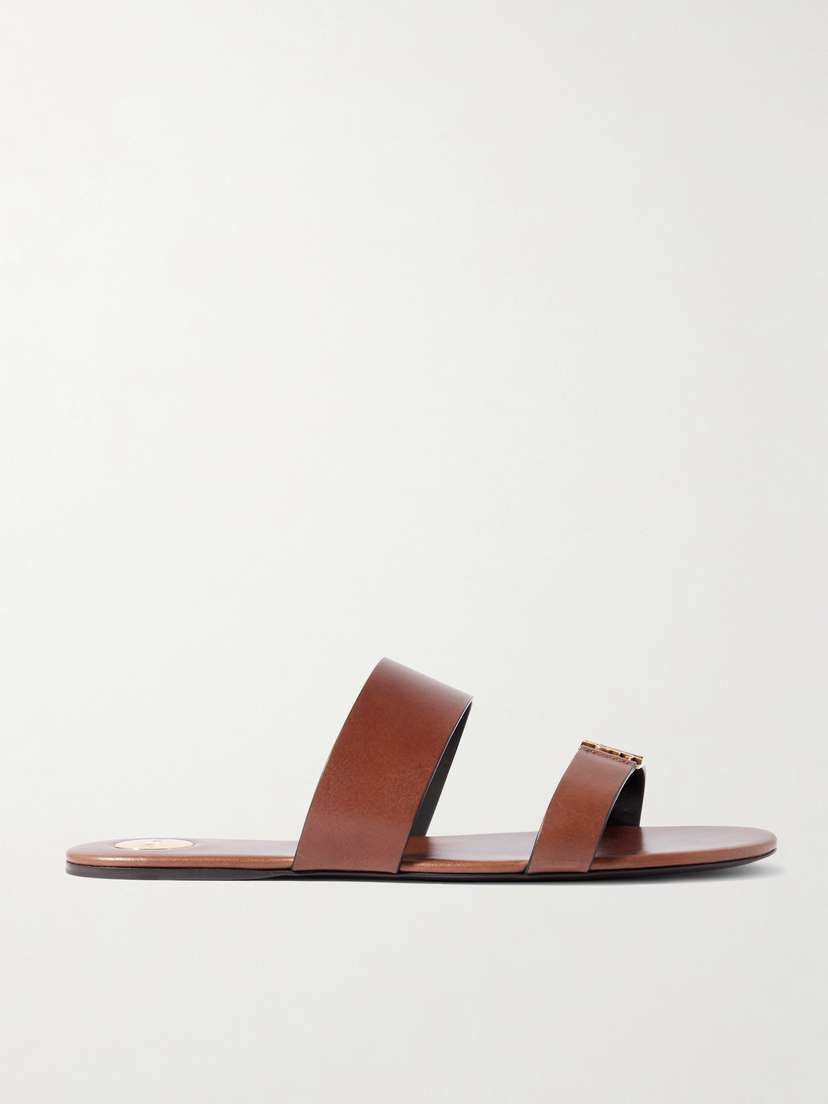 Saint Laurent Babylone Embellished Leather Slides