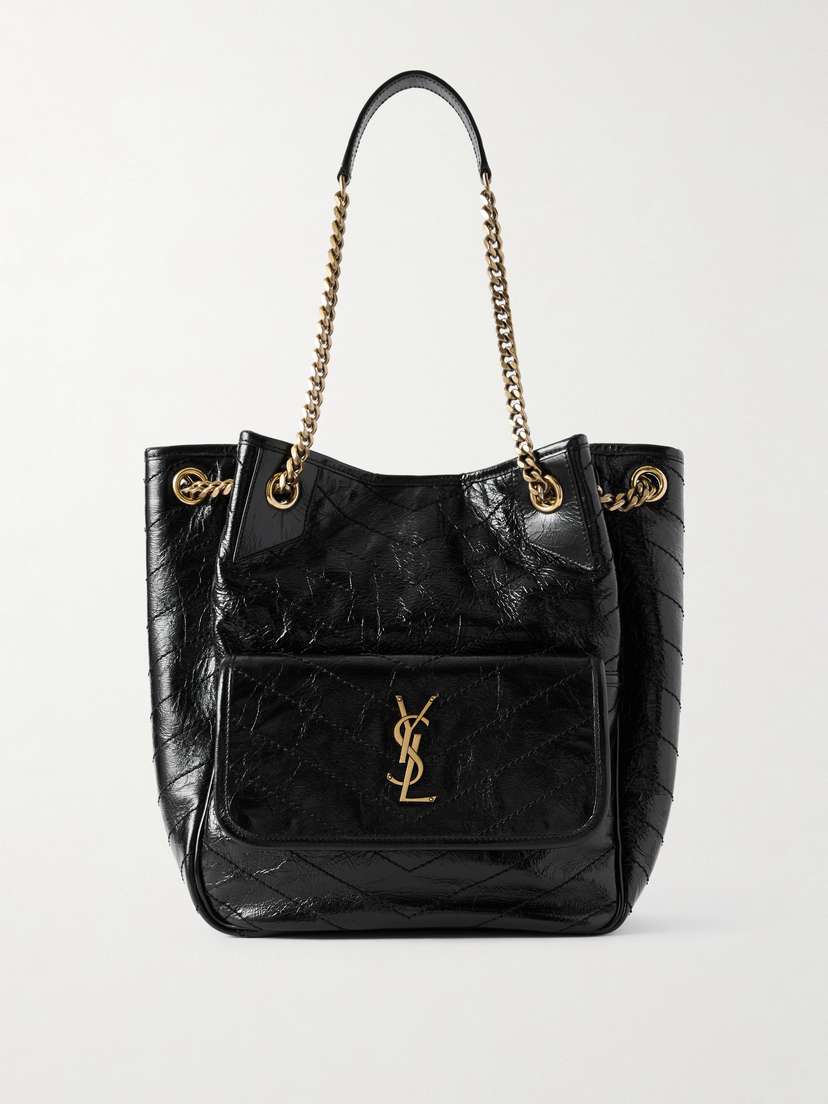 Saint Laurent Niki Small Crinkled-leather Tote