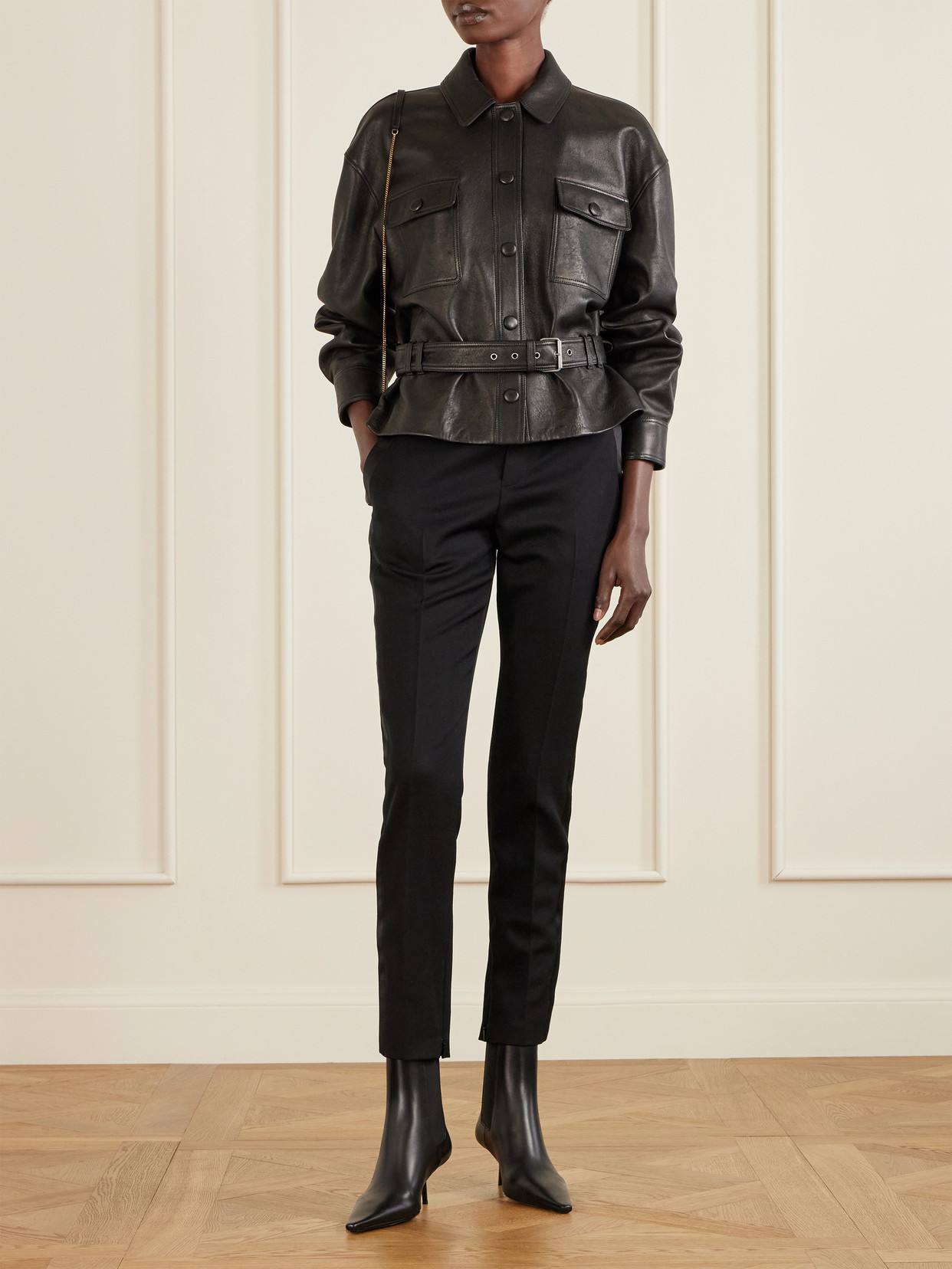 Saint Laurent Victoire Leather Ankle Boots In Black