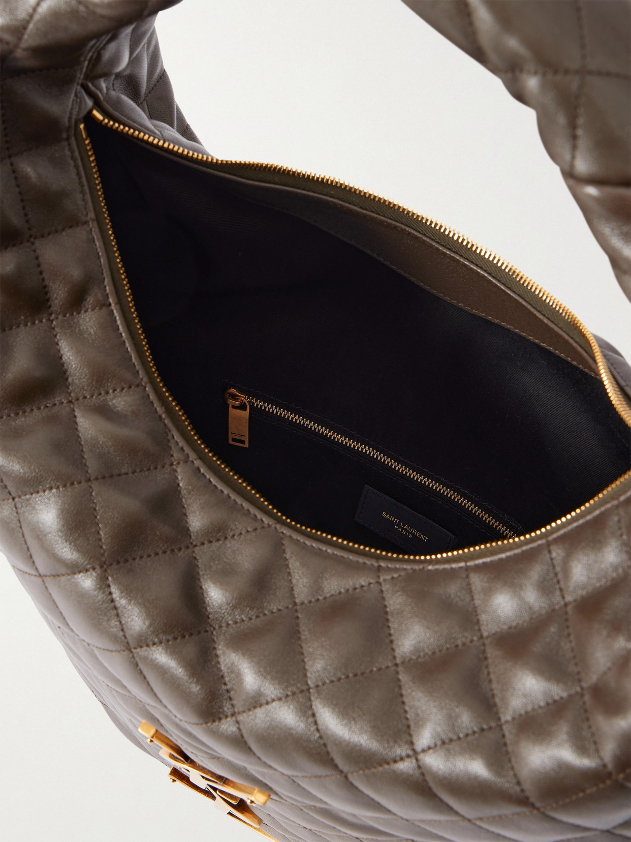 Saint Laurent Icare Quilted Leather Tote In Gray