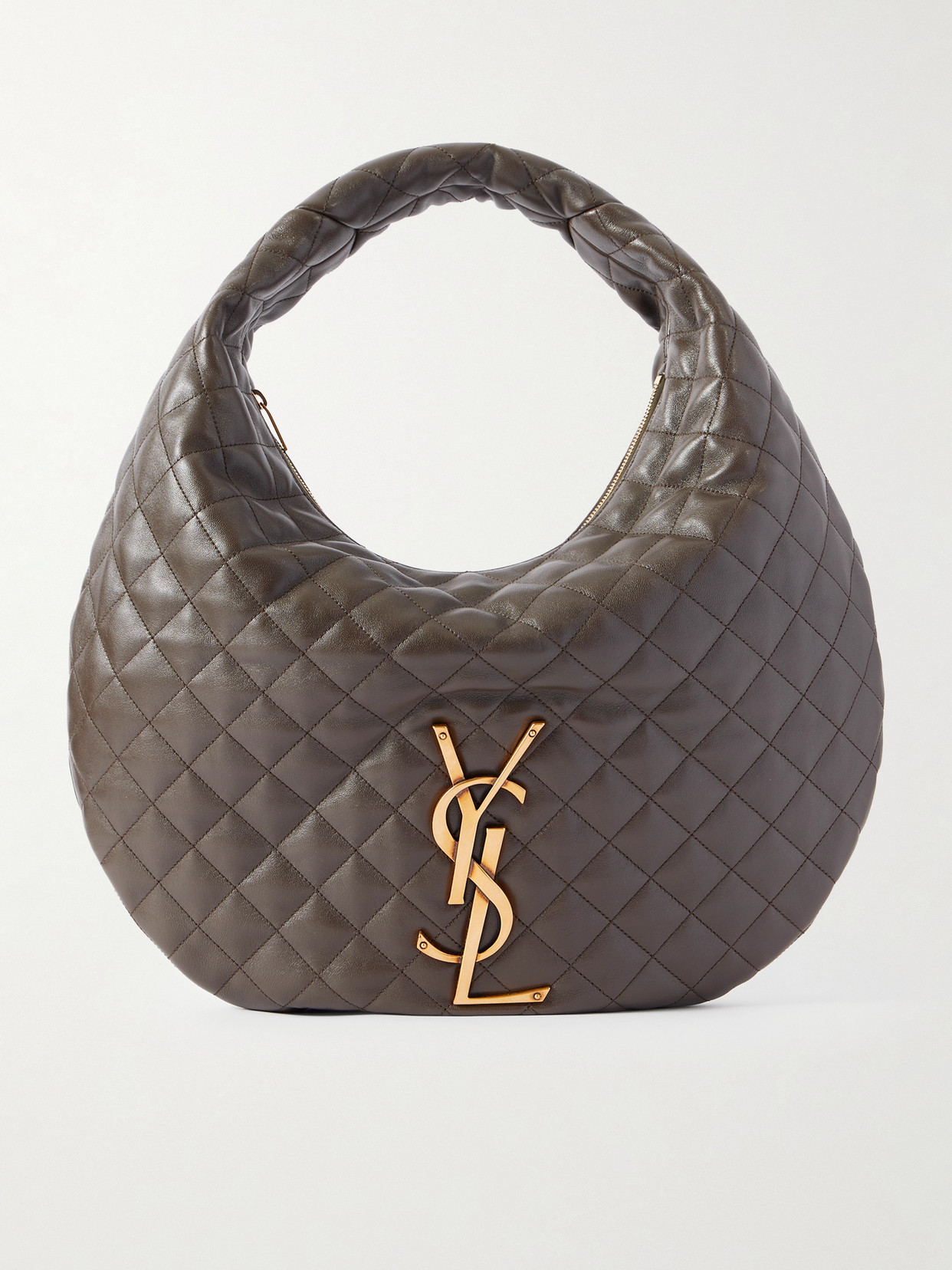 Saint Laurent Icare Quilted Leather Tote In Gray