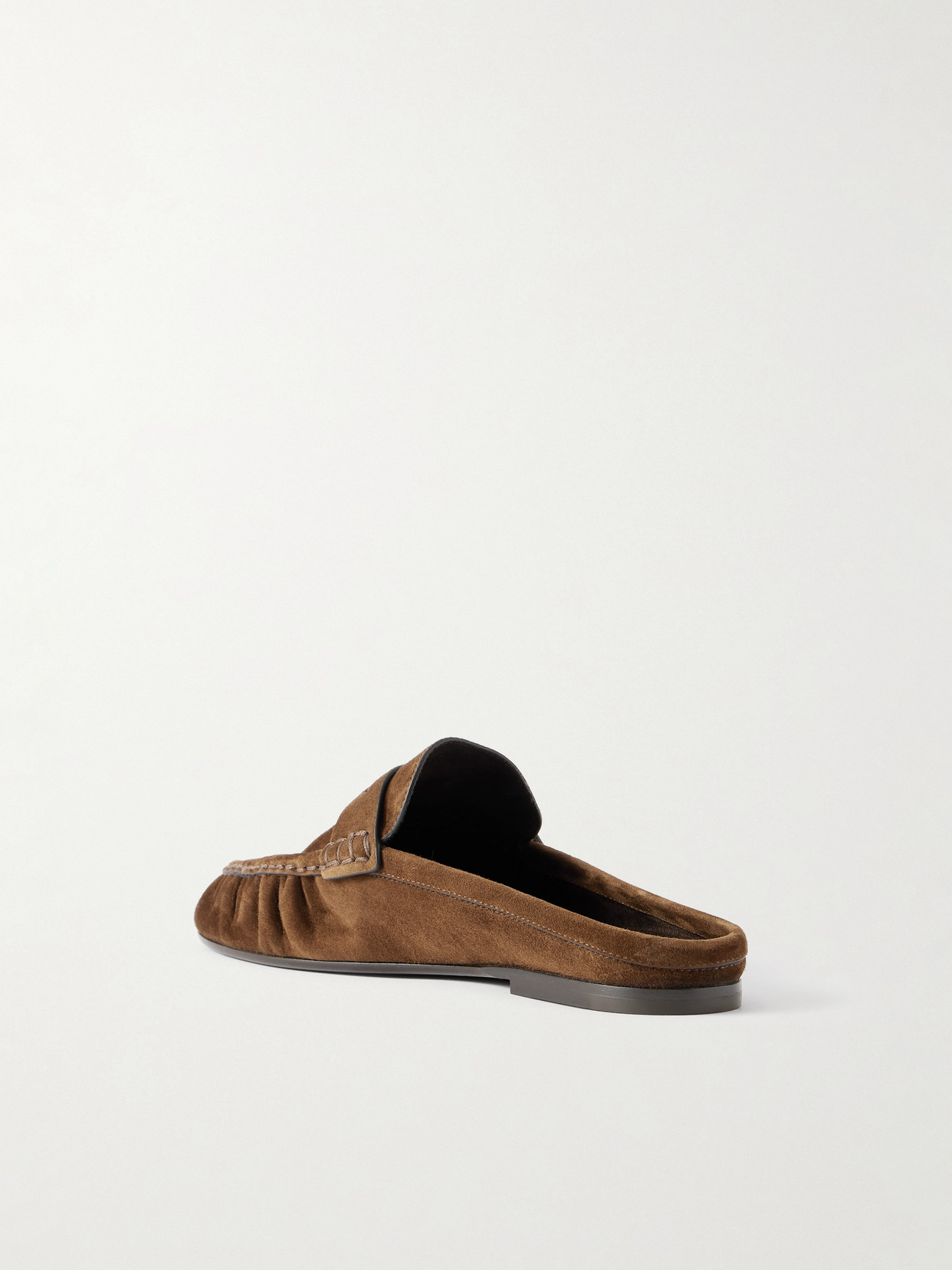 Saint Laurent Le Loafer Suede Slippers In Brown