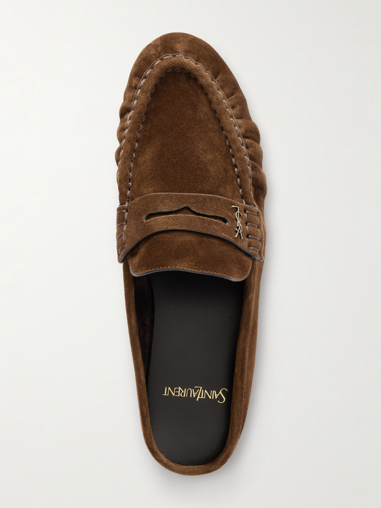 Saint Laurent Le Loafer Suede Slippers In Brown