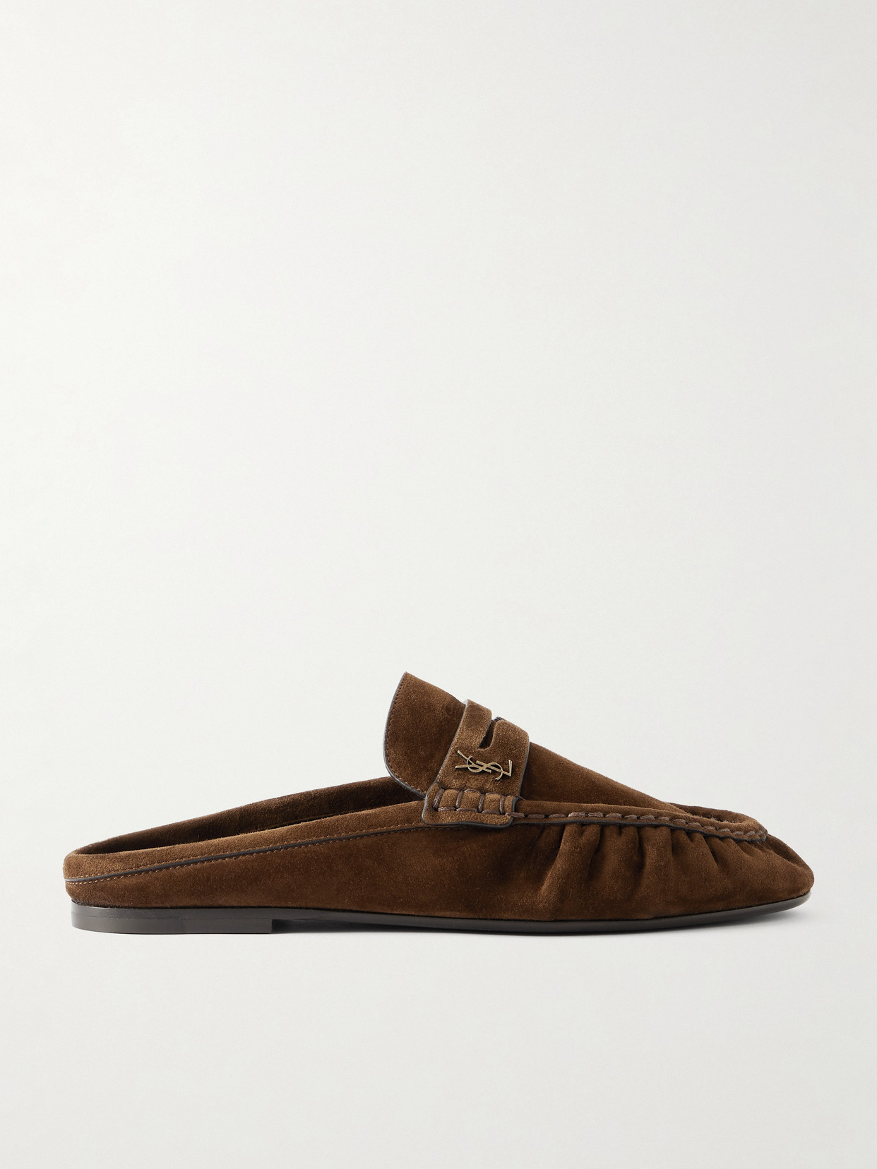 Saint Laurent Le Loafer Suede Slippers In Brown