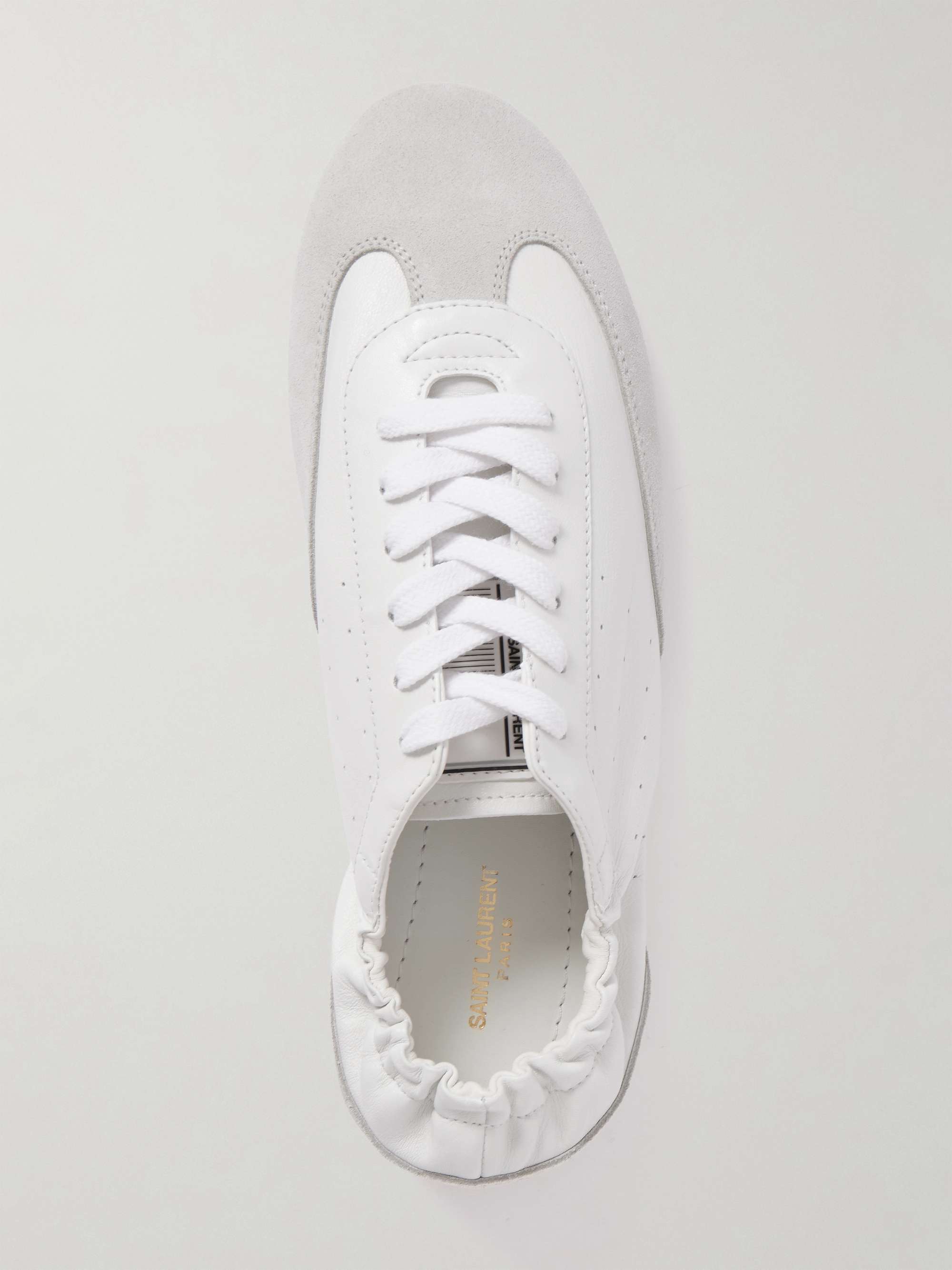 SAINT LAURENT Lewis suede-trimmed leather sneakers | NET-A-PORTER