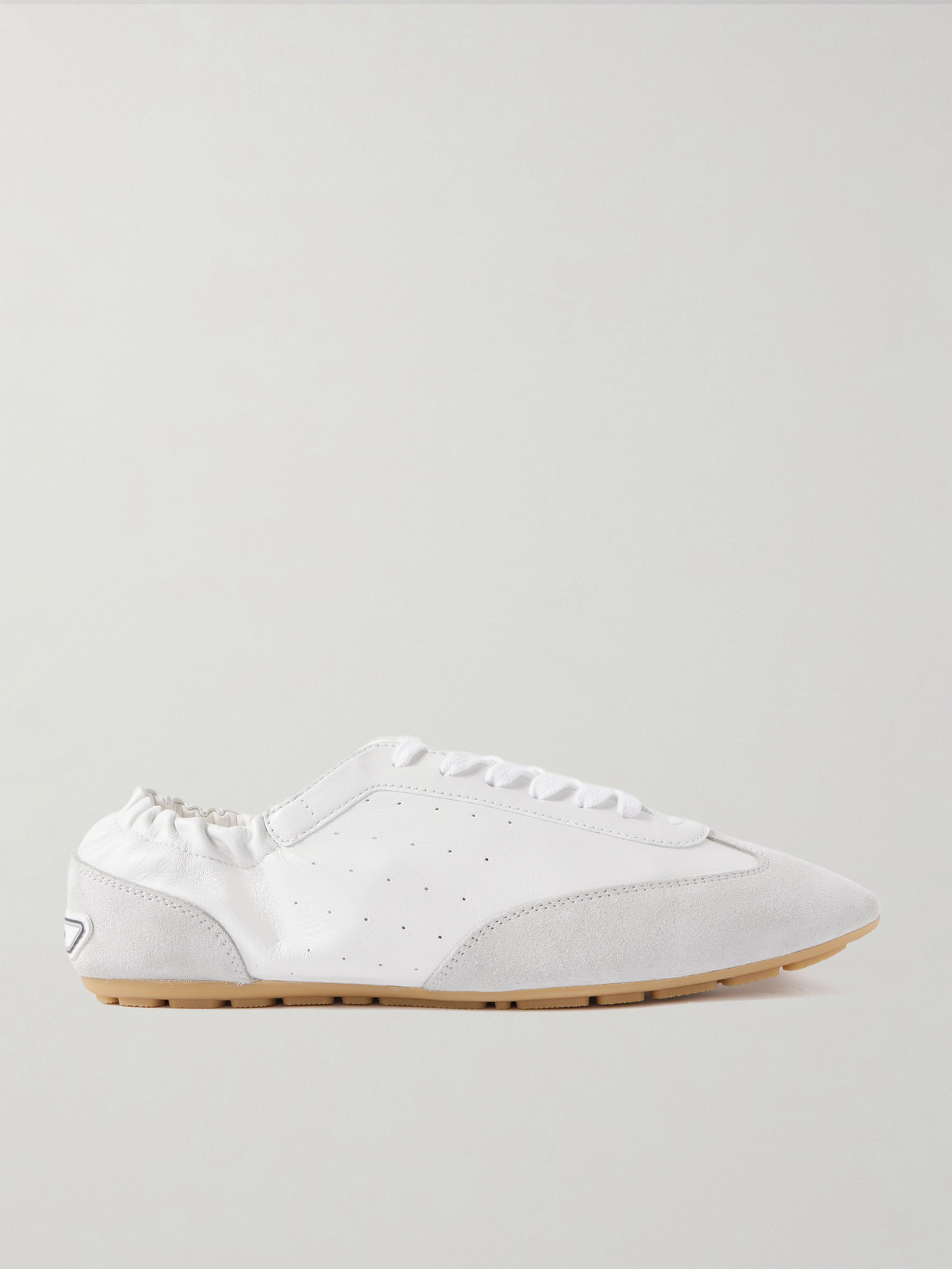 Saint Laurent Lewis Suede-trimmed Leather Sneakers In White