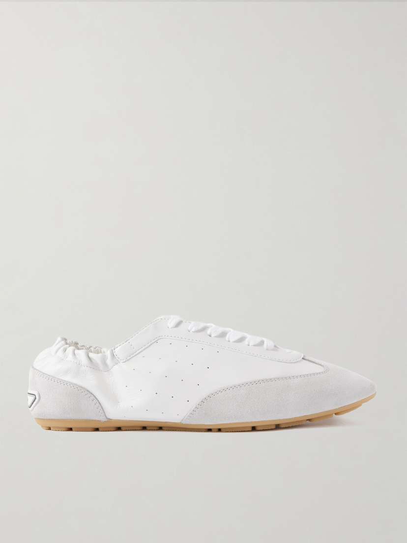 Saint Laurent Lewis Suede-trimmed Leather Sneakers