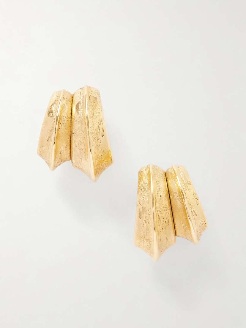 Saint Laurent Bo Pointes Arrondies Gold-tone Earrings