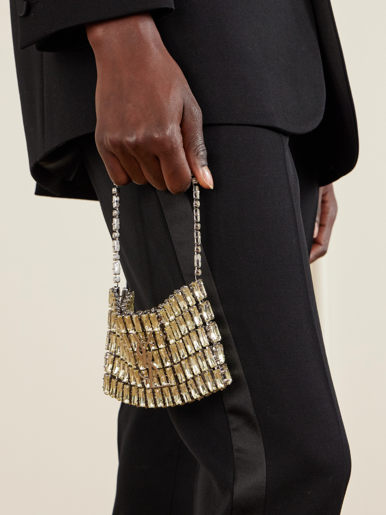 Evening Micro Crystal-Embellished Chainmail Shoulder Bag