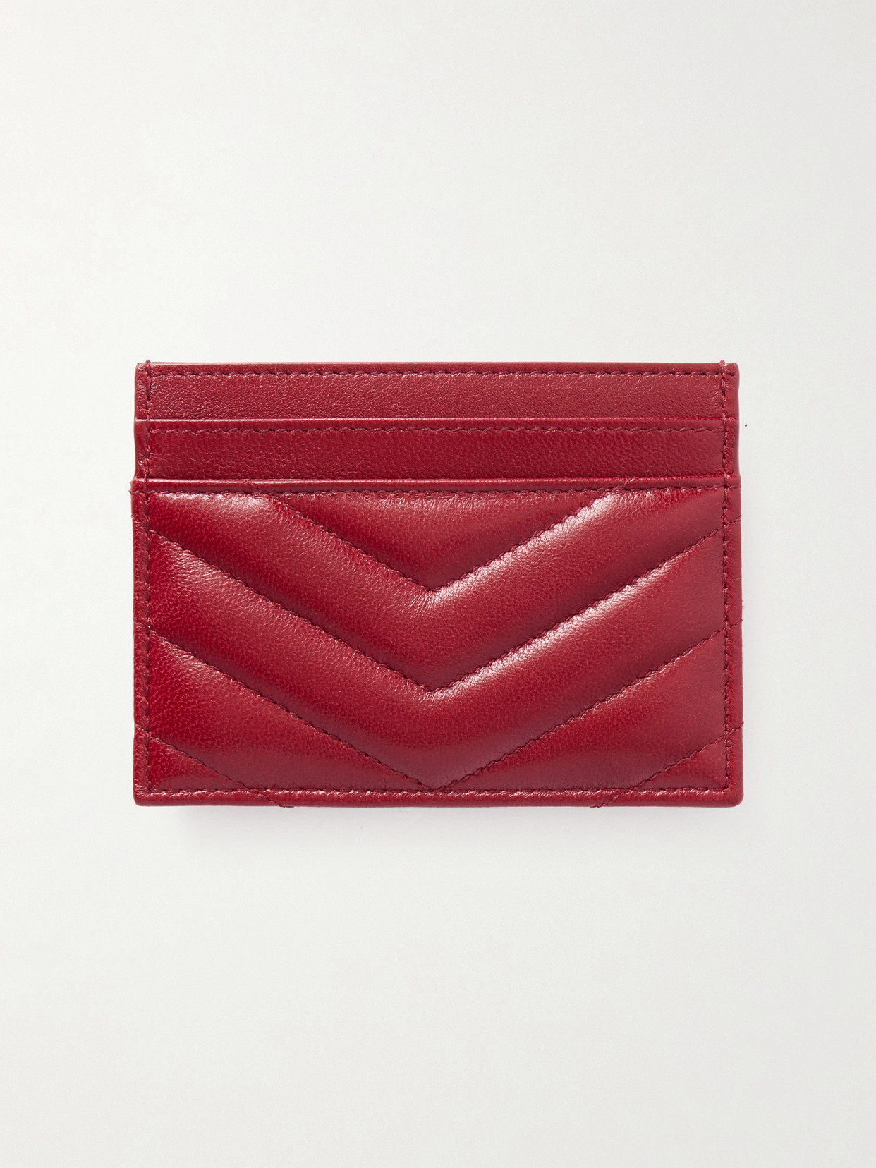 Saint Laurent Cassandre Matelassé Leather Cardholder In Red