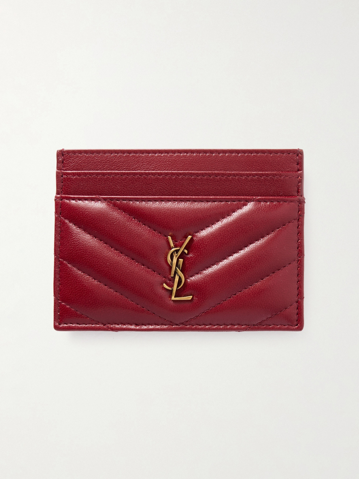 Saint Laurent Cassandre Matelassé Leather Cardholder In Red