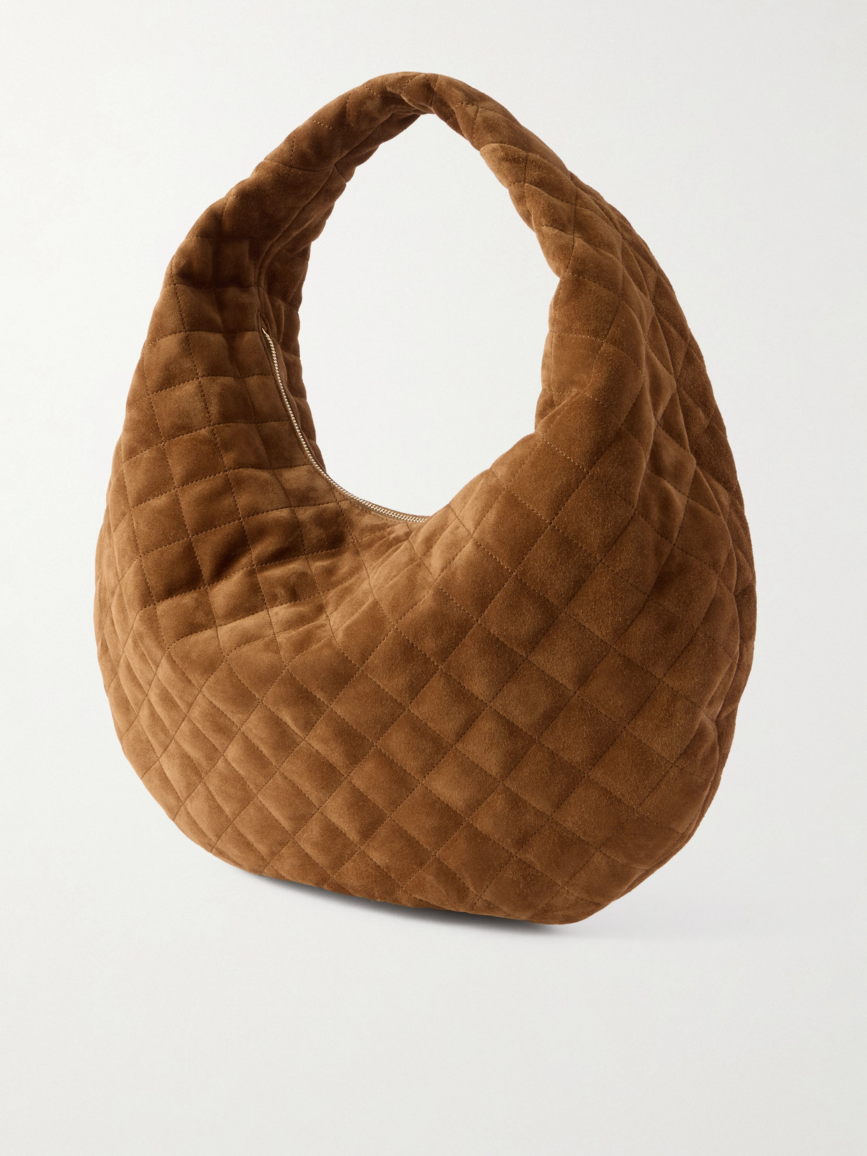 Saint Laurent Appliquéd Quilted Suede Shoulder Bag In Brown