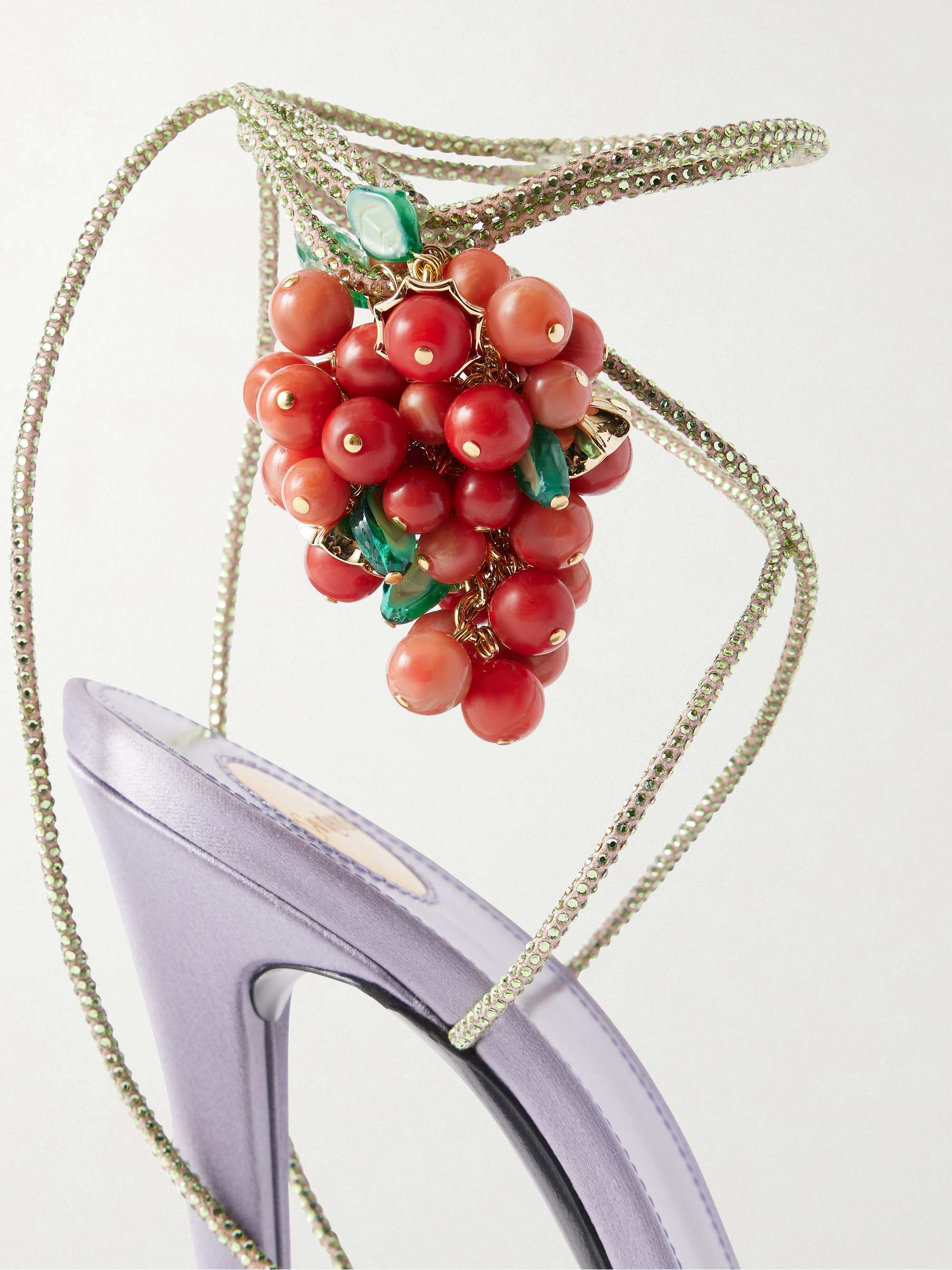 K*a様 Saint Laurent イヴサンローラン　サンダル　パンプス　ハイ SAINT LAURENT Suede-trimmed embellished satin sandals | NET-A-PORTER