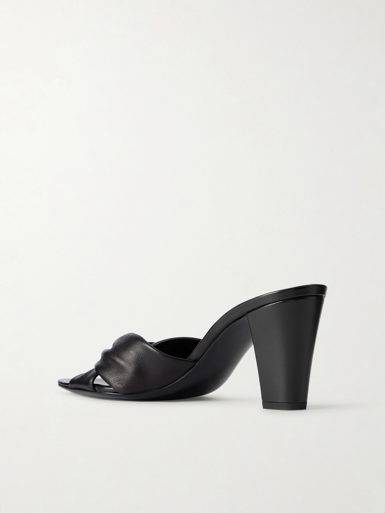 Saint Laurent Franciane Twisted Leather Mules In Black