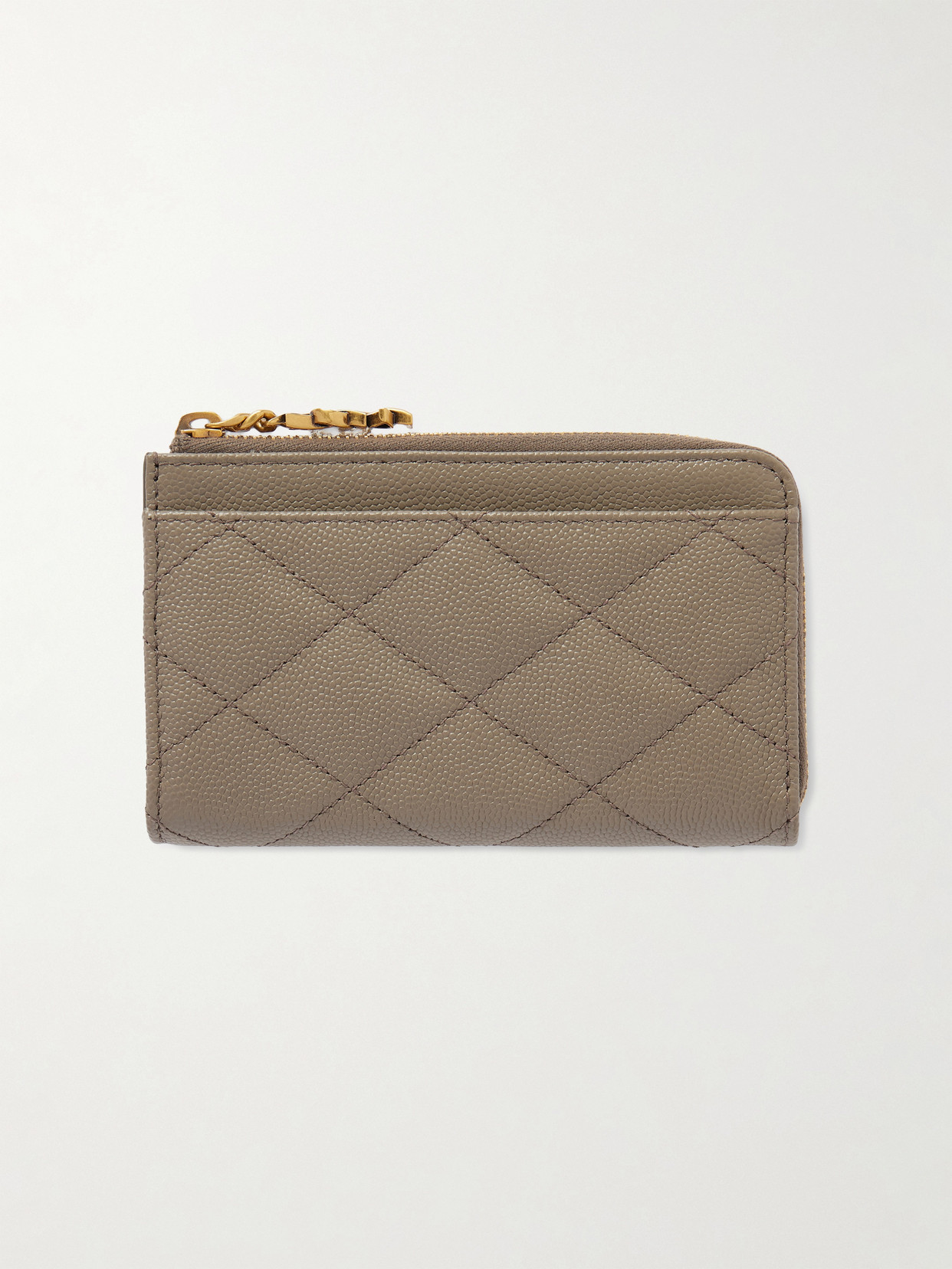 Saint Laurent Quilted Textured-leather Wallet In Brown