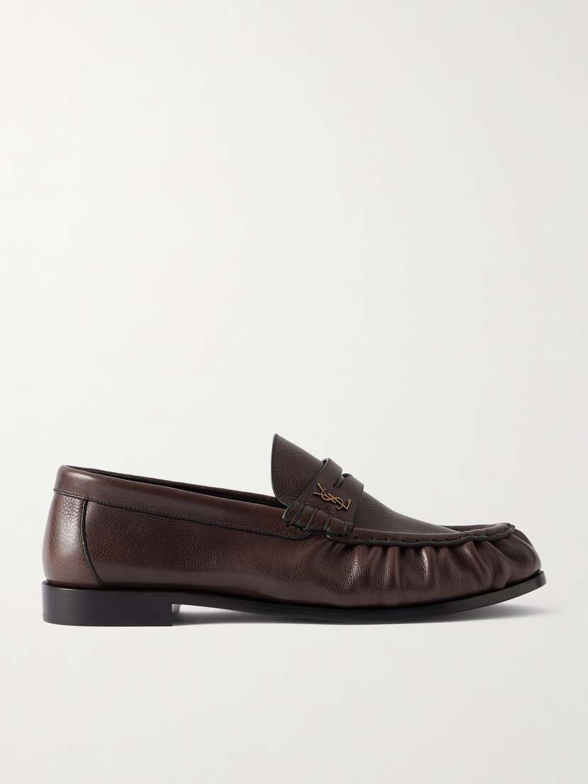 Saint Laurent Le Loafer Logo-embellished Textured-leather Loafers