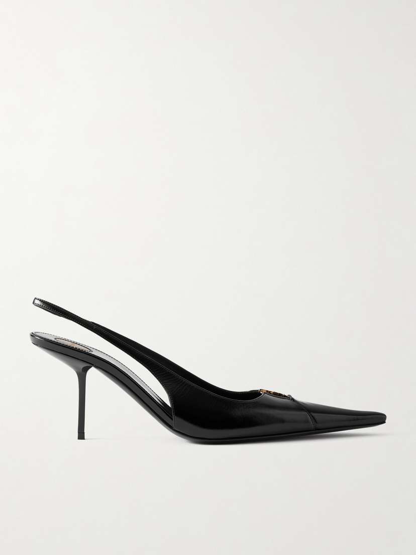 Saint Laurent Babylone Embellished Glossed-leather Slingback Pumps