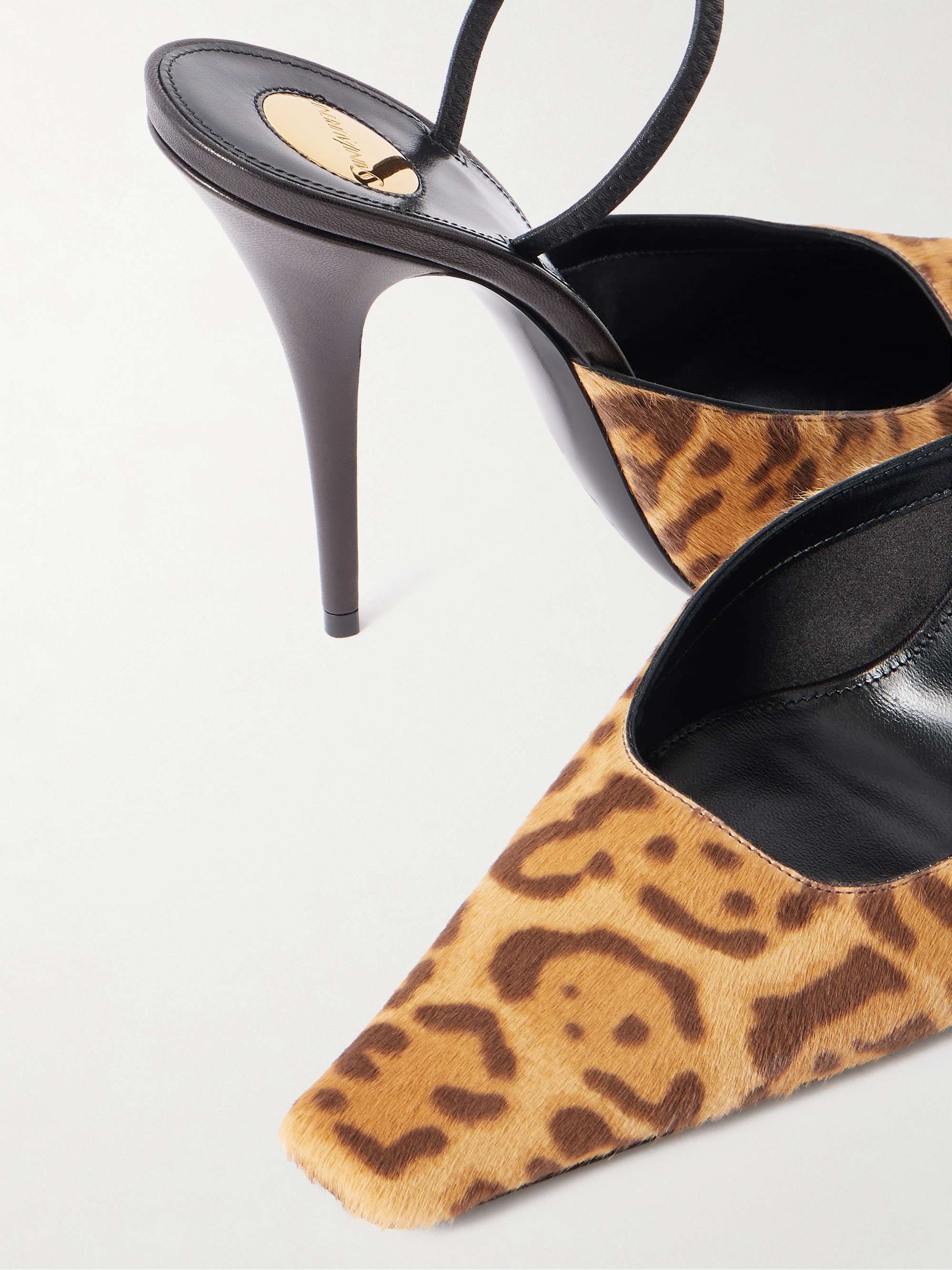 SAINT LAURENT Tuileries leather-trimmed leopard-print calf hair