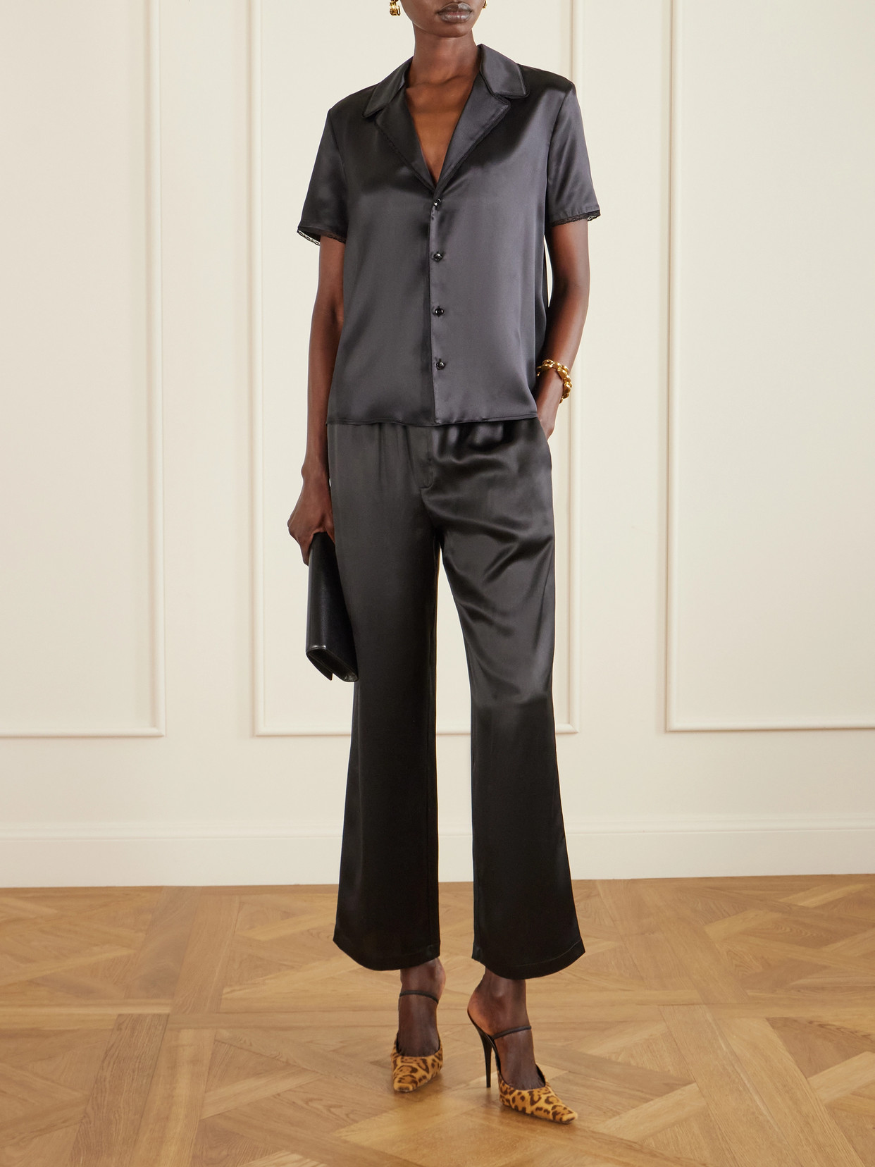 Tuileries Leather-Trimmed Leopard-Print Mules