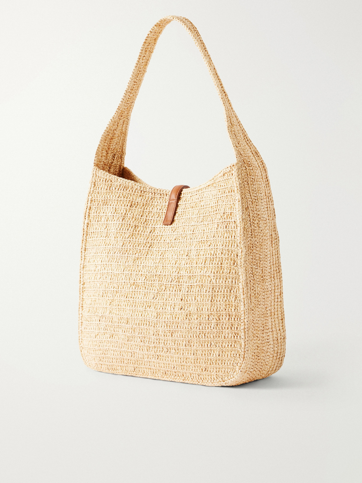 Le 5 À 7 Leather-Trimmed Raffia Shoulder Bag