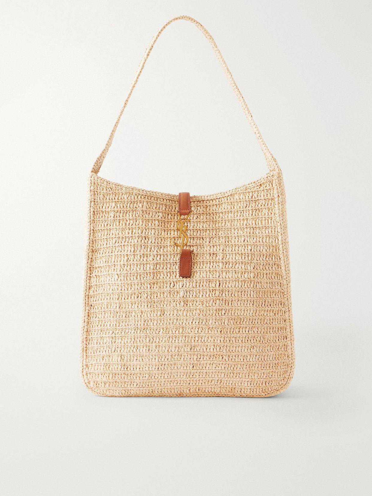le 5 a 7 leather trimmed raffia shoulder bag