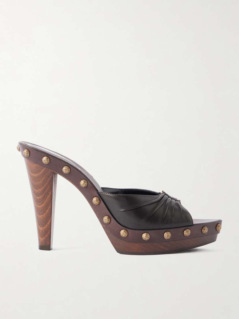 Saint Laurent Babylone Embellished Leather Mules