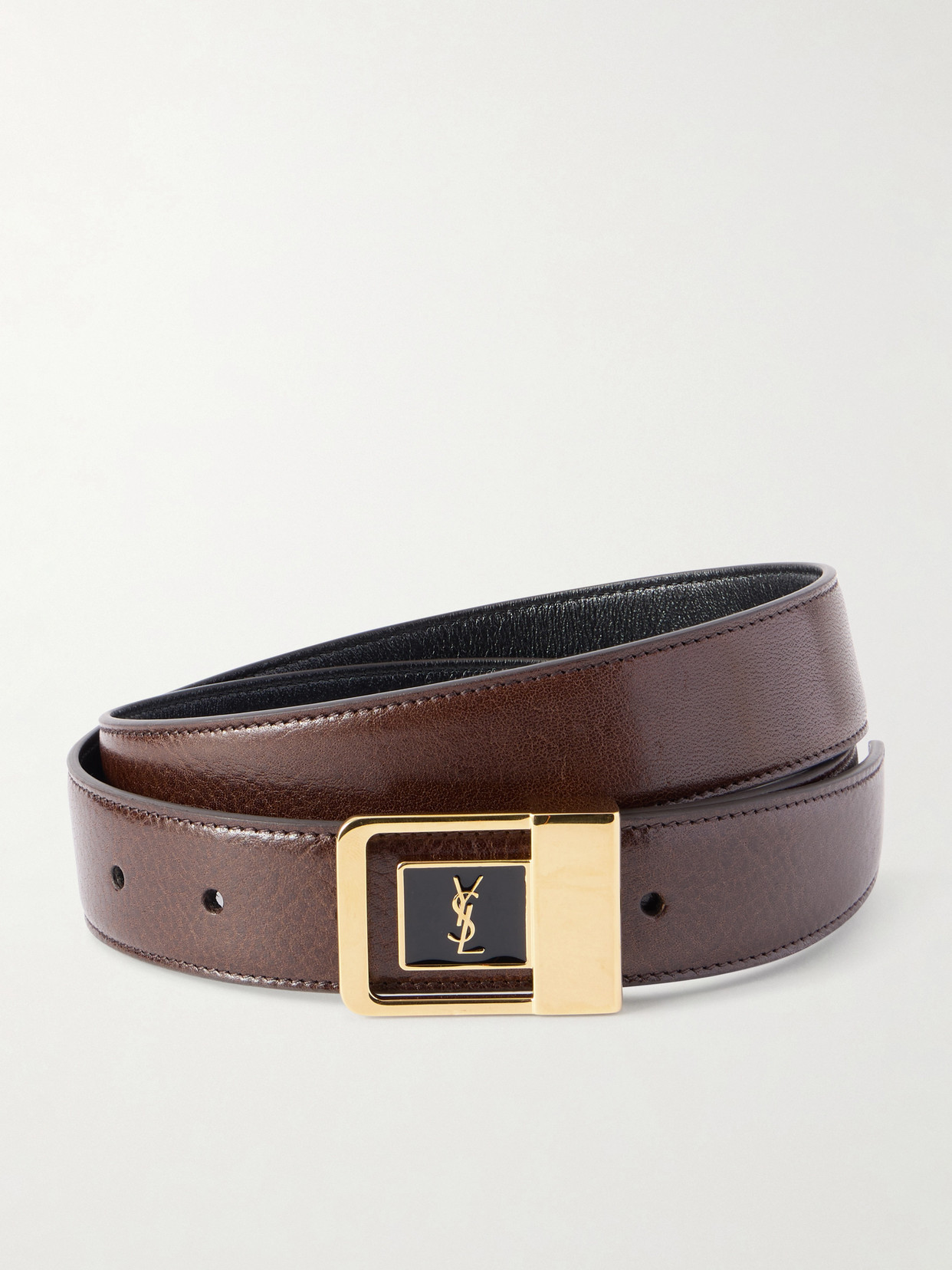 Saint Laurent La 66 Leather Belt In Gold