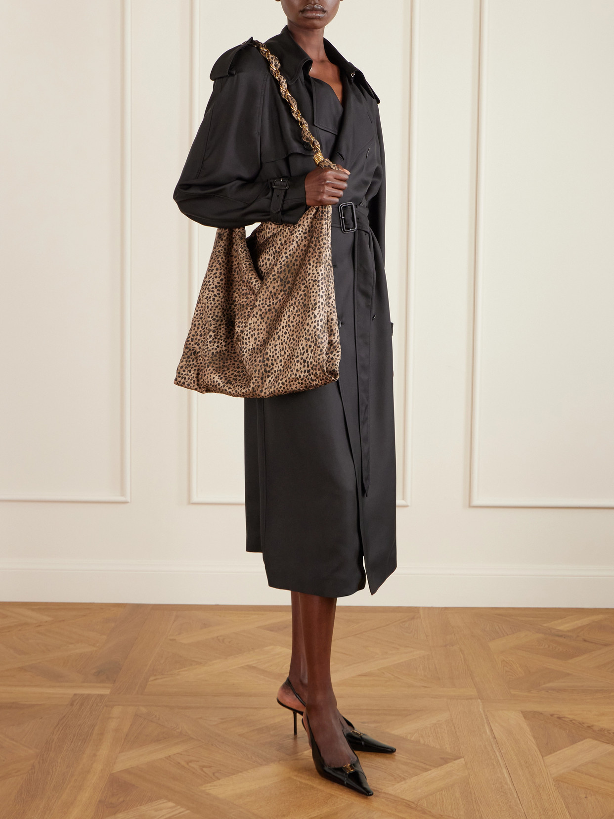 Amalia Medium Leopard-Print Silk-Satin Tote