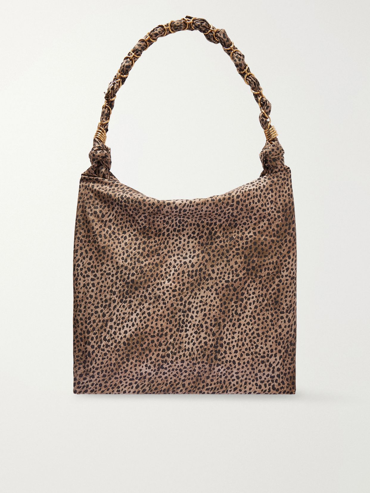 amalia medium leopard print silk satin tote