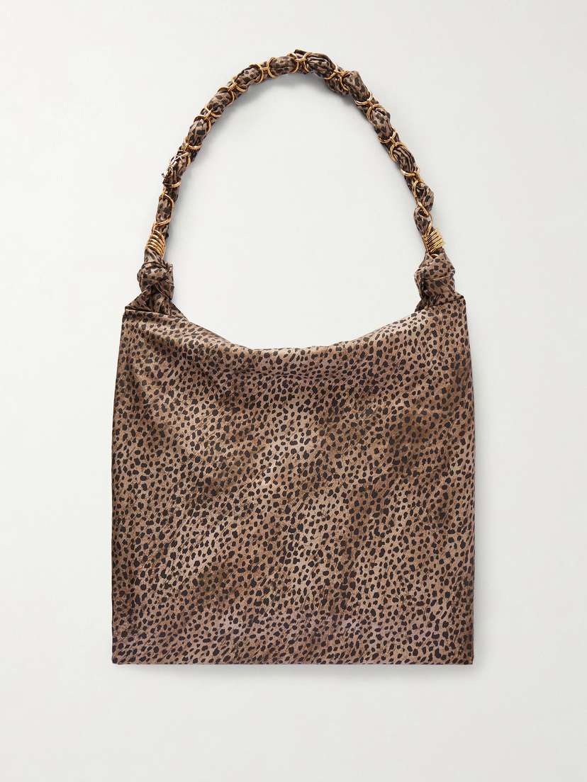 Saint Laurent Amalia Medium Leopard-print Silk-satin Tote