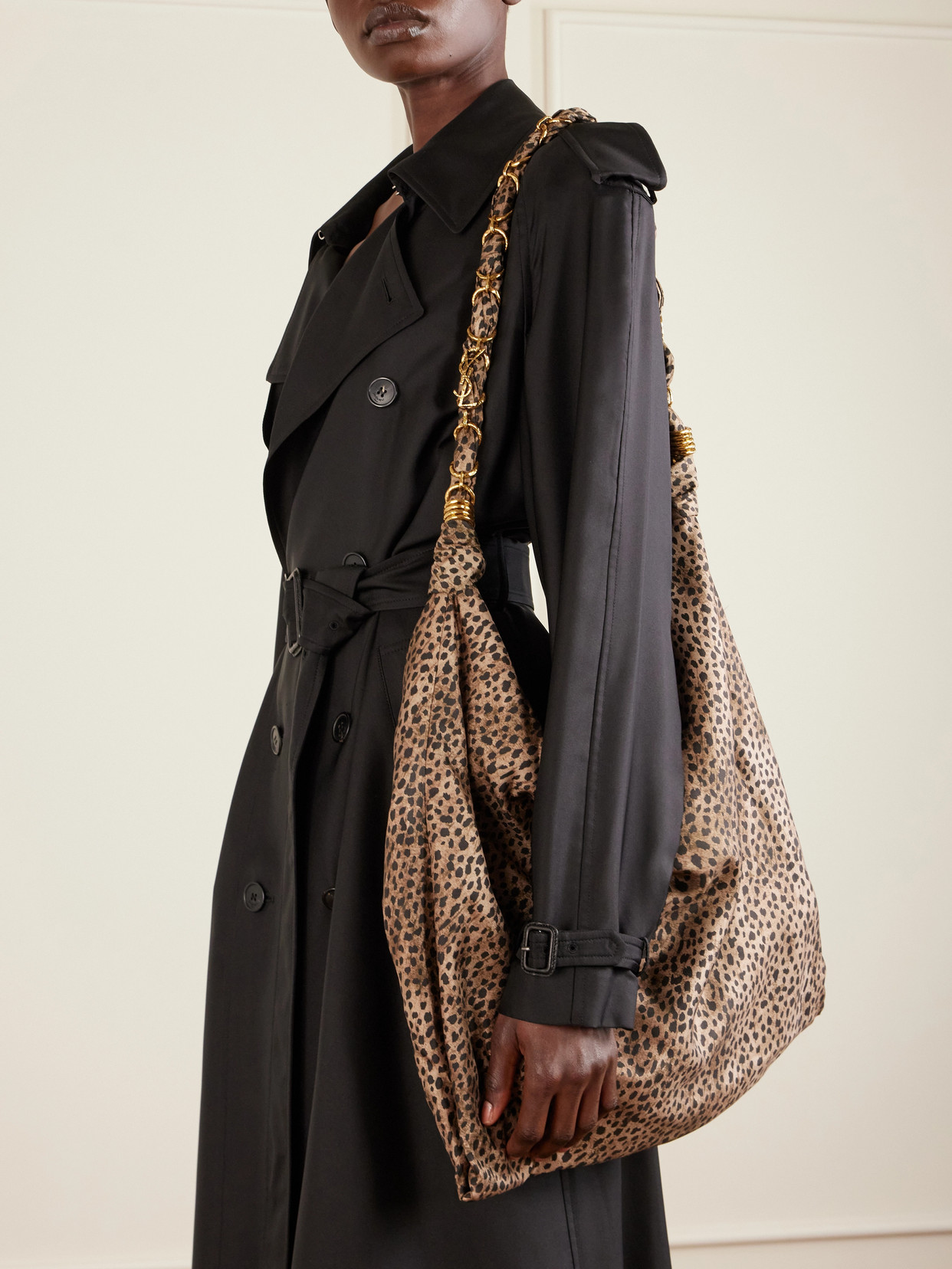 Amalia Medium Leopard-Print Silk-Satin Tote