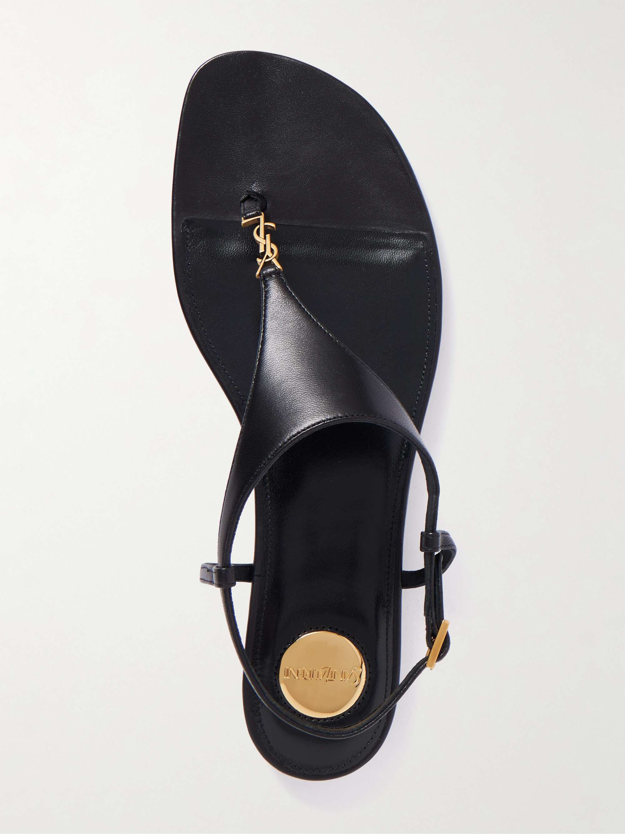 SAINT LAURENT Cassandre logo-embellished leather slingback  display picture 3