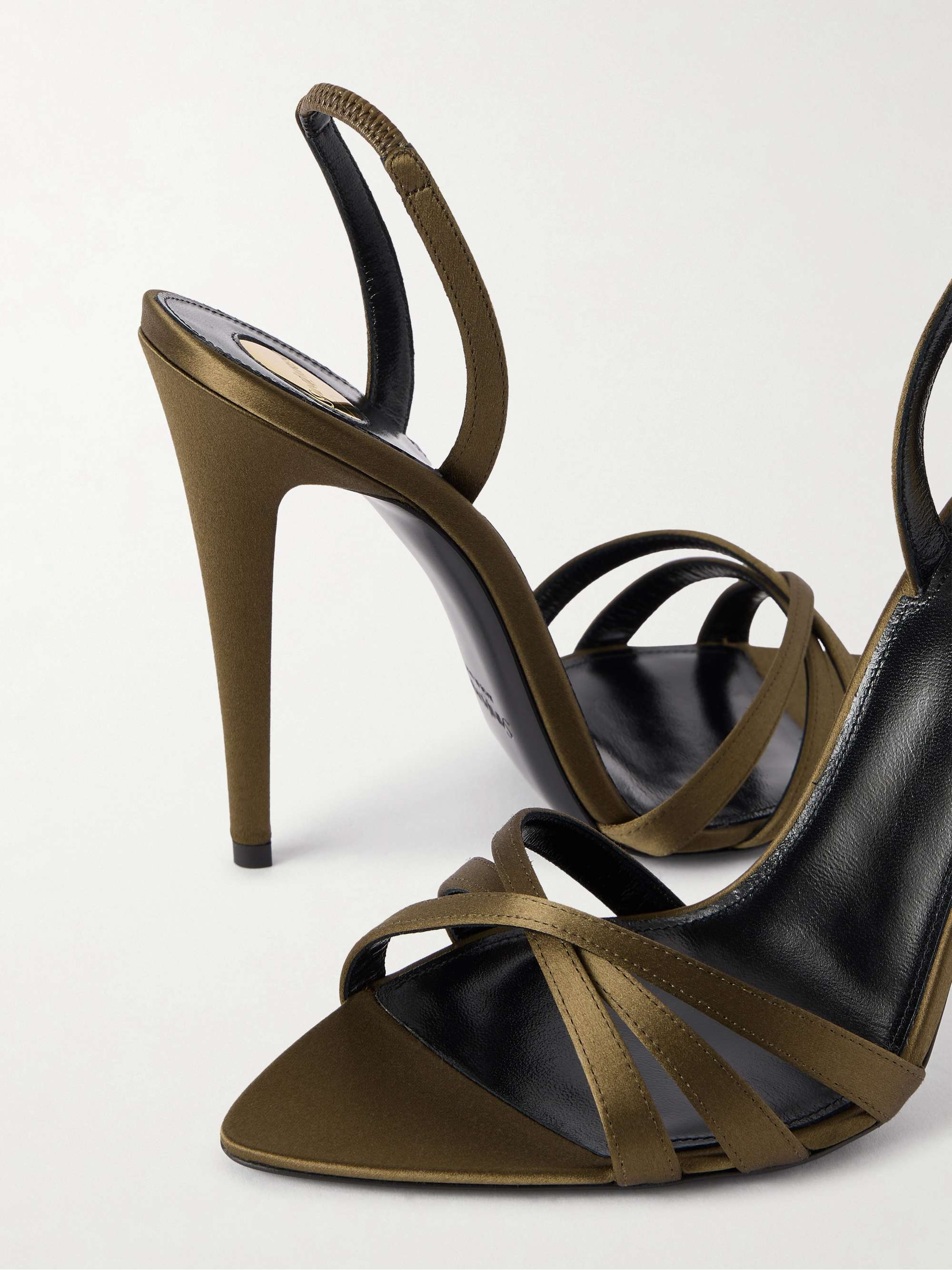 SAINT LAURENT Kate satin slingback sandals | NET-A-PORTER