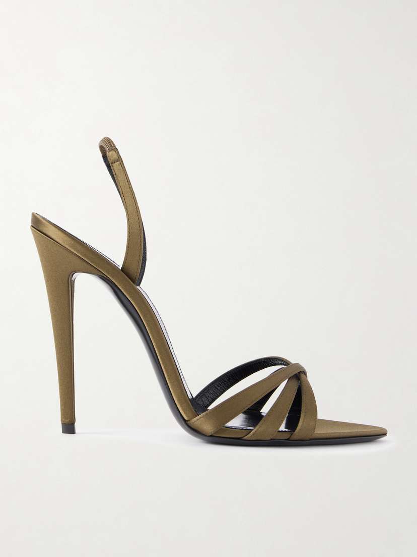 Saint Laurent Kate Satin Slingback Sandals